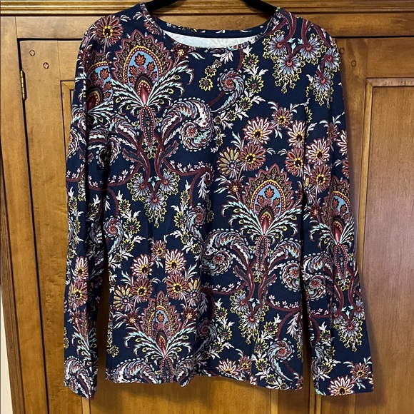 Talbots Tops - Talbots Navy and Burgundy Paisley Long Sleeve Top